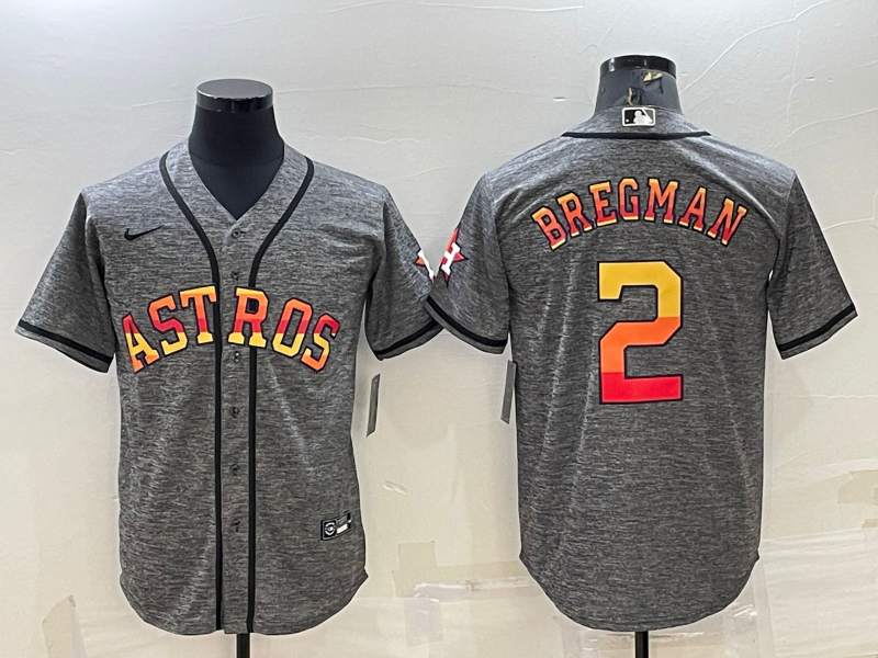 Men's Houston Astros #2 Alex Bregman Grey Cool Base Stitched Baseball Jersey